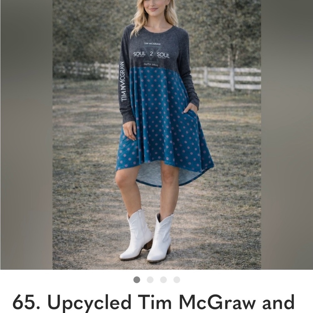 Tim McGraw Soul 2 Soul Blue Polka Dot Long Sleeve Dress @thebohipchik
